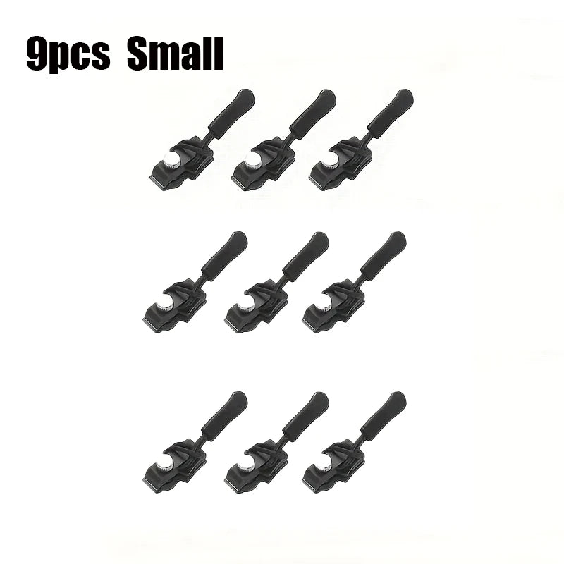 9Pcs Zipper Repair Kit, Quick Install Zipper Heads, Detachable Replacement Zip Tops, Interchangeable Plastic Zipper Pulls