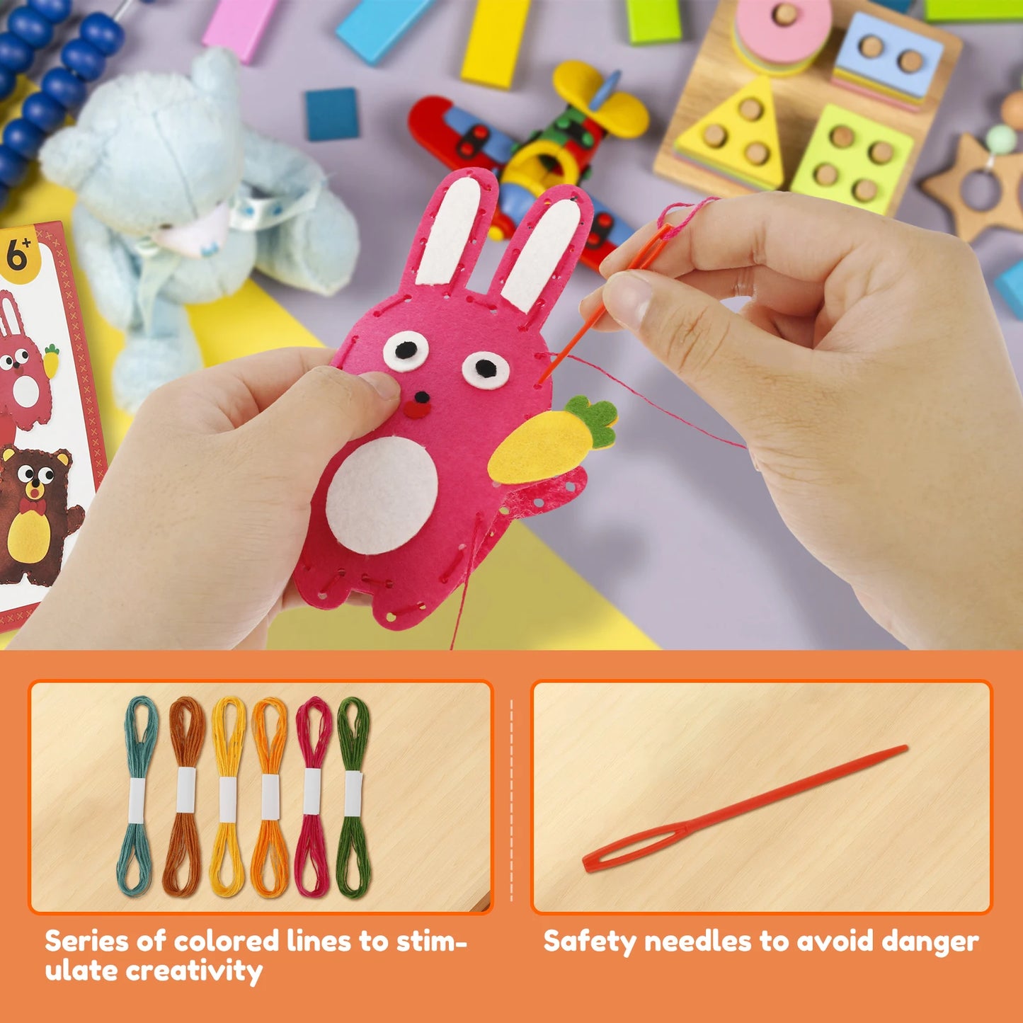 Sewing Kit Cute Animal Sewing Craft Set Fun and Educational DIY Doll Sewing Toys for Kids Beginners DIY Handcraft Sewing Kit