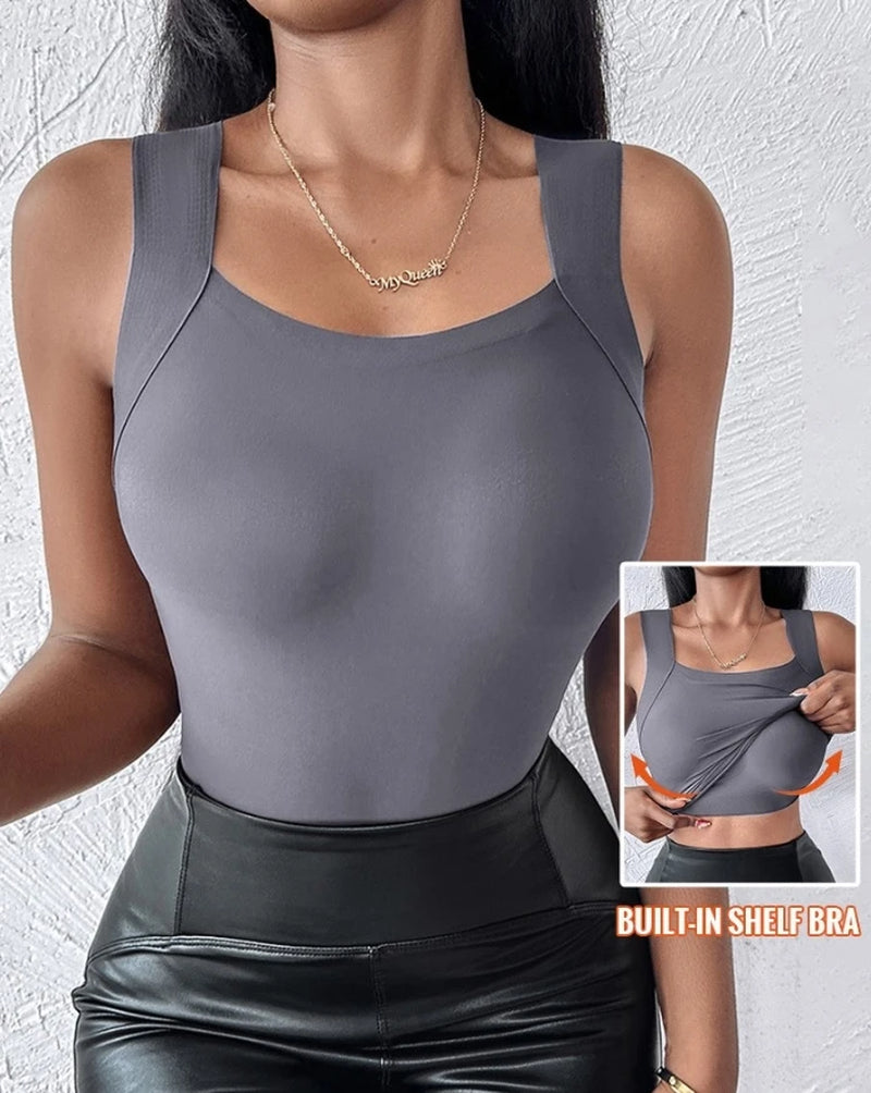 Women'S Sling 2025 Spring Summer Latest U Neck Built in Bra Tank High Stress Sleeveless Slim Fit Tops Camisole Tank Top Vest