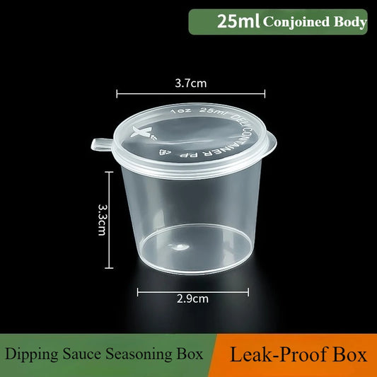 25/130Ml Double Compartment Condiment Container with Lid Snack Container for Sauce Sampling Travel Snack Reusable Seasonings Box