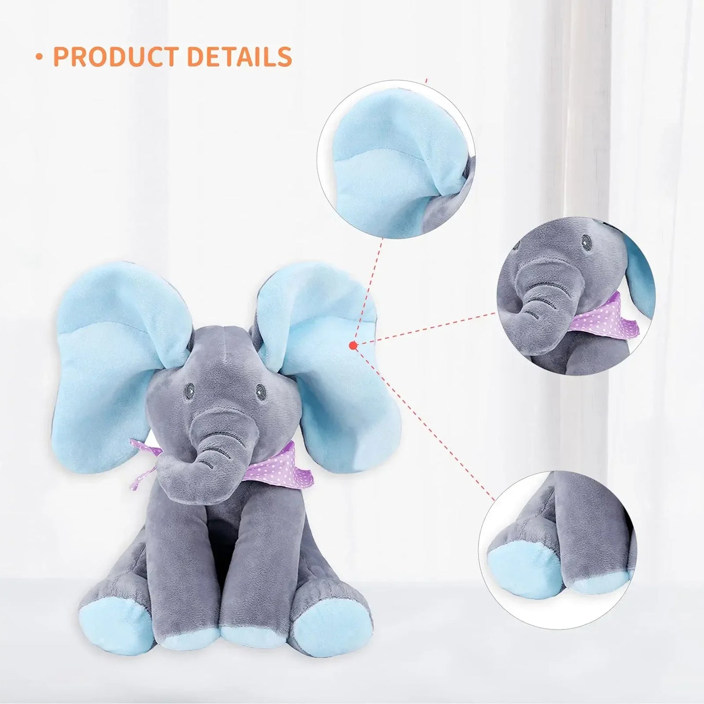 Animated Elephant Toys Plush Singing Elephant with Ears Moving Electric Plush Toy Adorable Elephant Stuffed Animal Toy for Baby'