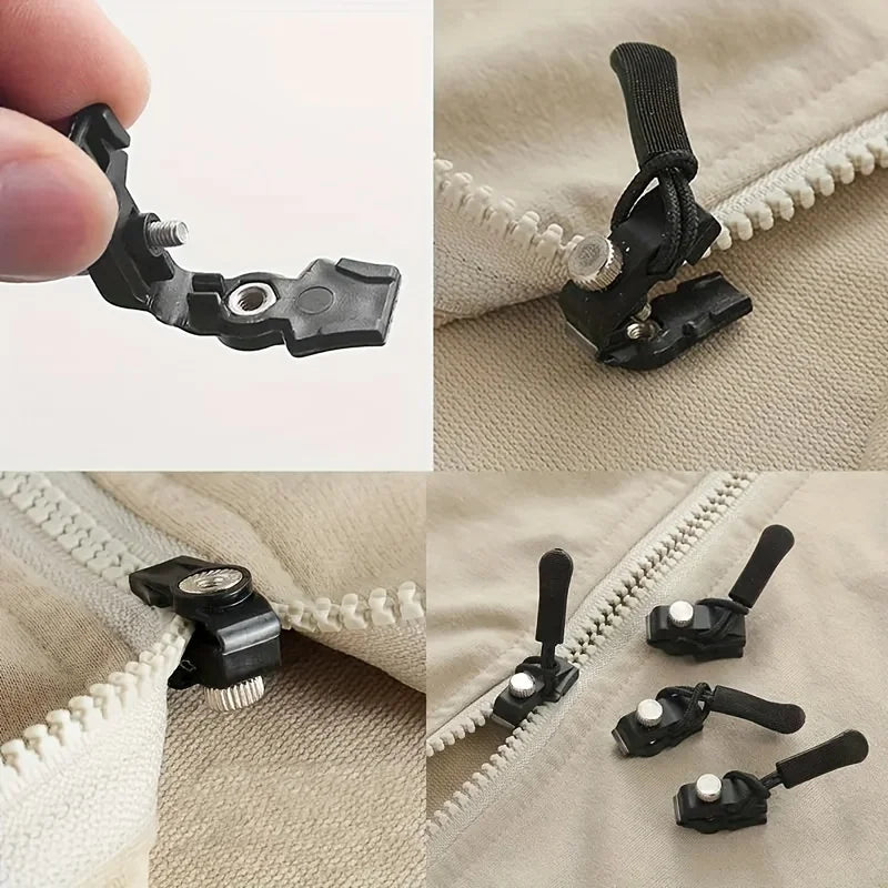 9Pcs Zipper Repair Kit, Quick Install Zipper Heads, Detachable Replacement Zip Tops, Interchangeable Plastic Zipper Pulls