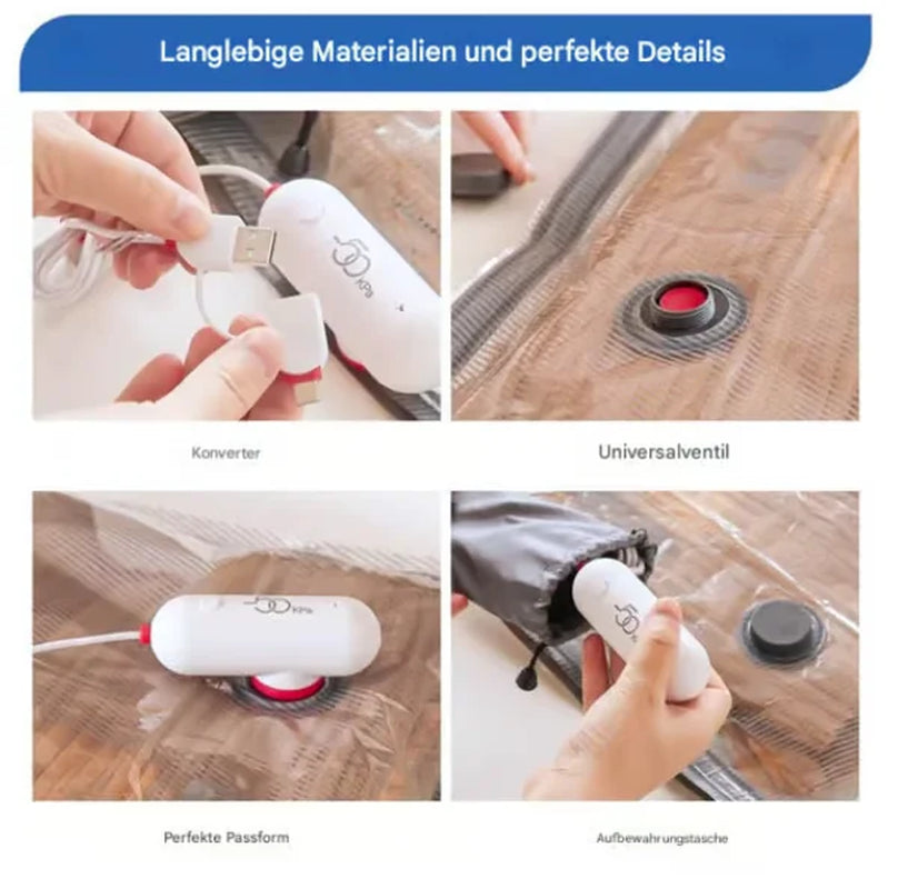 6-12Pack USB Electric Vacuum Compression Bags save Space Travel Light Vacuum Compression Power Pump with Lightweight Travel Bag