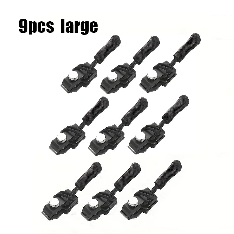 9Pcs Zipper Repair Kit, Quick Install Zipper Heads, Detachable Replacement Zip Tops, Interchangeable Plastic Zipper Pulls