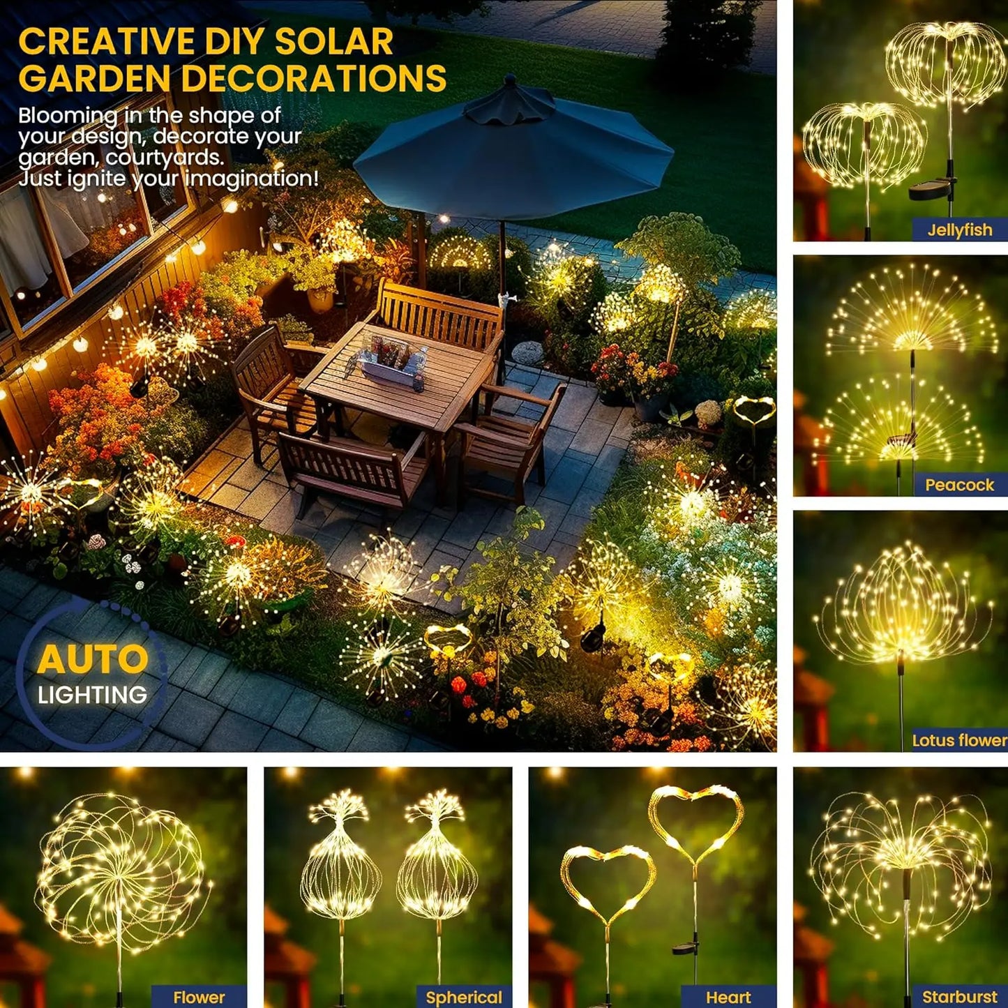 Garden Decoration Solar Light for Outdoors DIY Dandelion Solar Plug Garden Lighting Weatherproof Solar Fireworks Lamp Patio Lawn