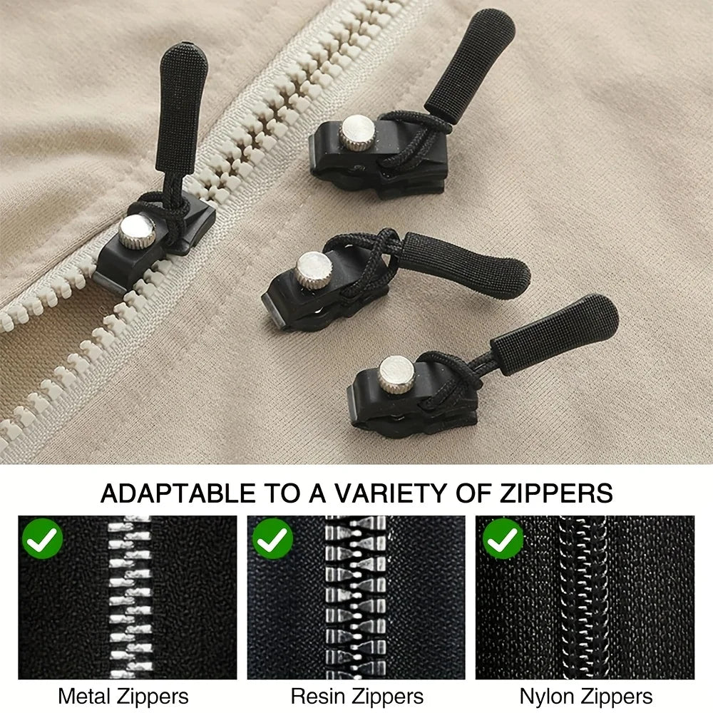 9Pcs Zipper Repair Kit, Quick Install Zipper Heads, Detachable Replacement Zip Tops, Interchangeable Plastic Zipper Pulls